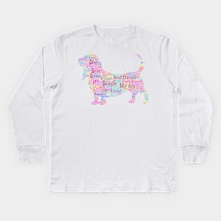 Dog Beagle Animal Pet Text Word Cloud Kids Long Sleeve T-Shirt